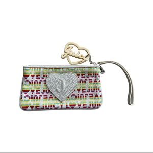 Juicy Couture rainbow white leather wristlet